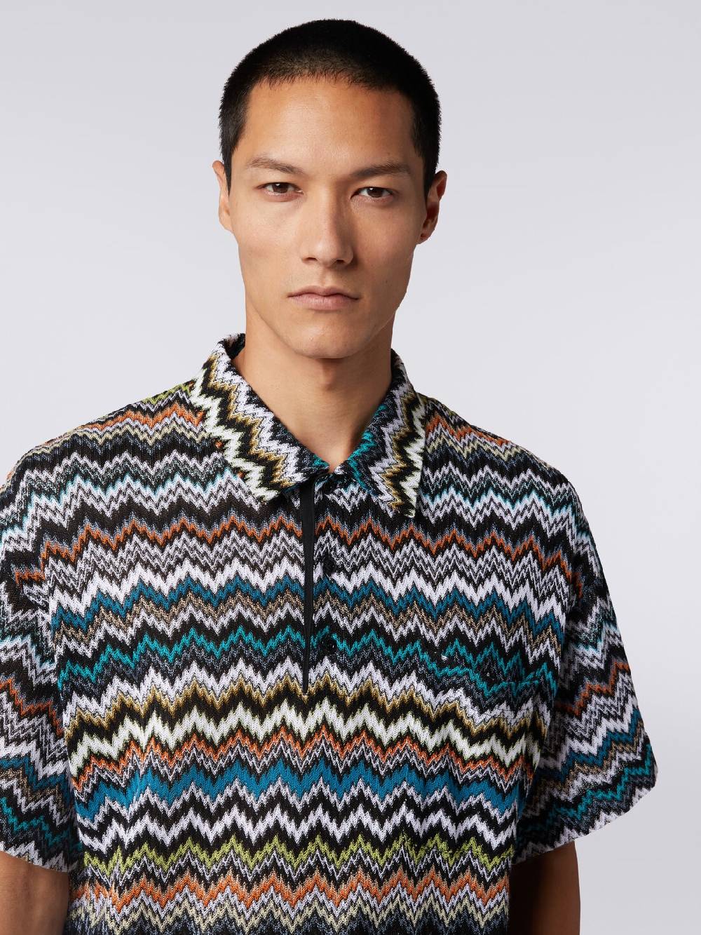 Missoni Polo in maglia di viscosa e cotone zig zag Promozione