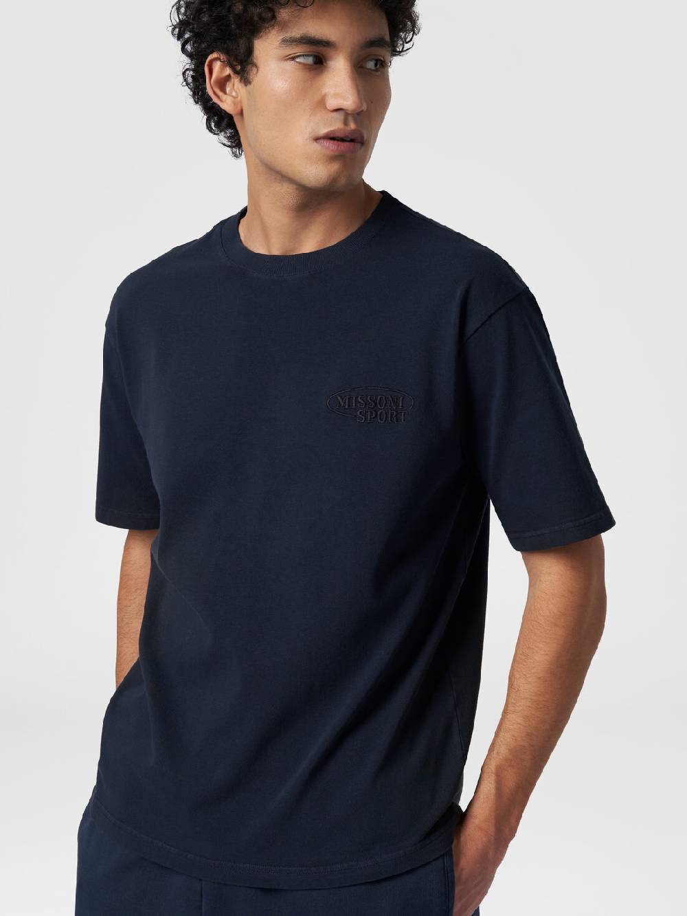 Missoni T-shirt girocollo in cotone con logo Pezzi Unici