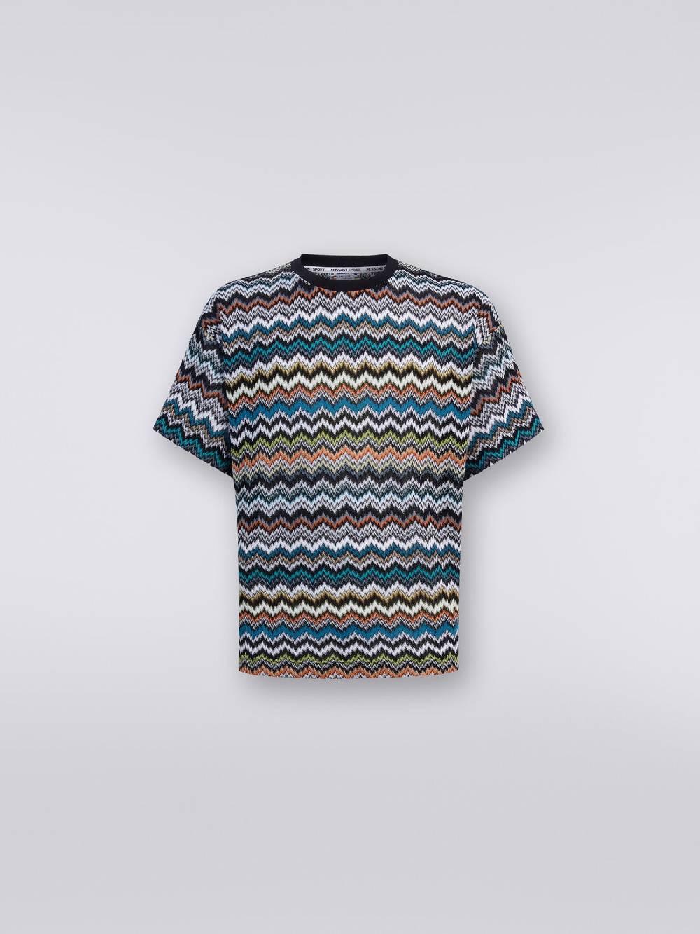Missoni T-shirt girocollo in maglia di cotone zig zag Soddisfazione Garantita