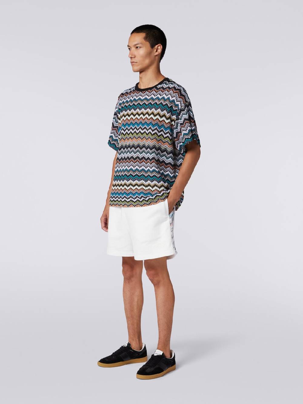Missoni T-shirt girocollo in maglia di cotone zig zag Soddisfazione Garantita