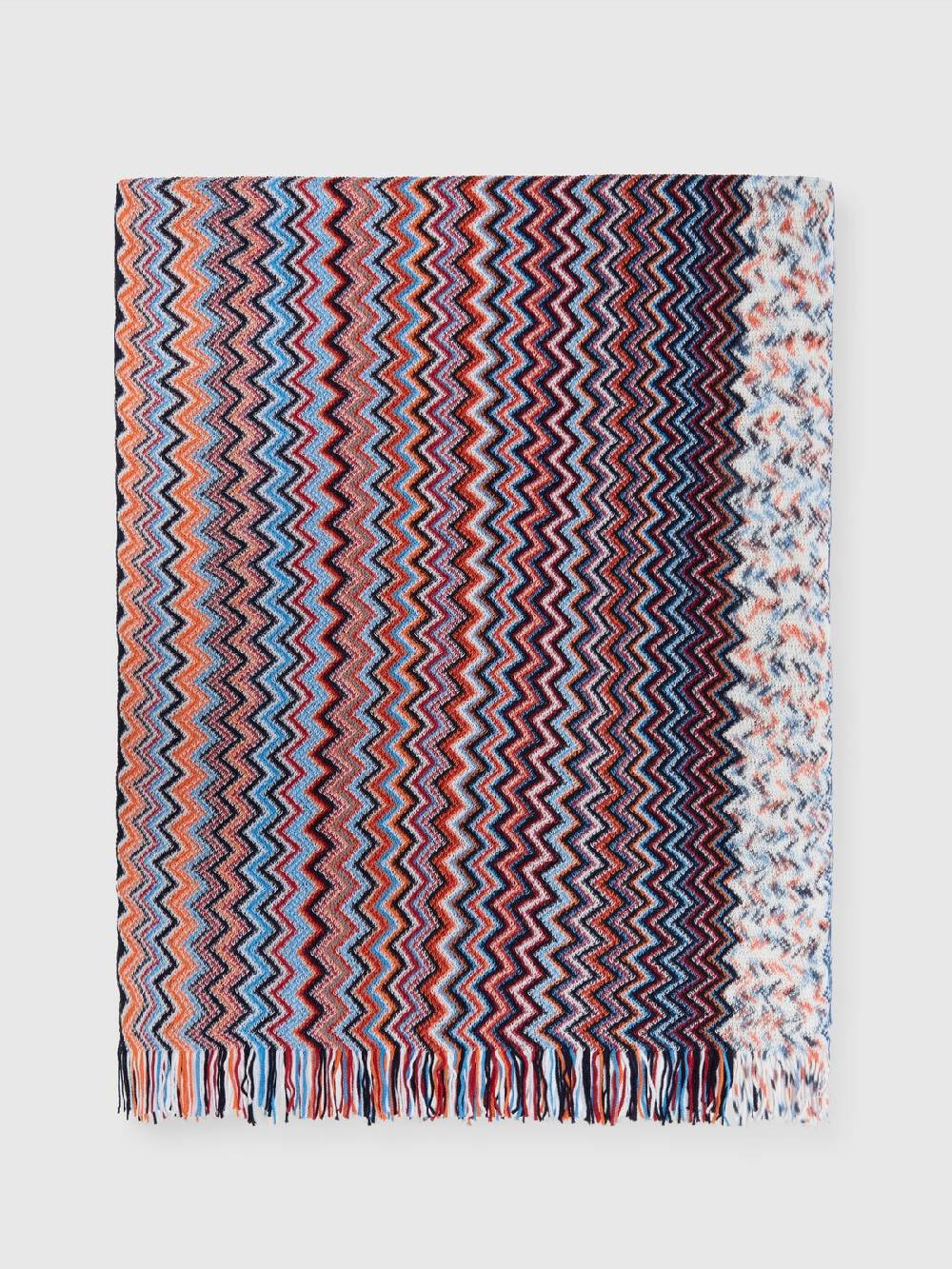Missoni Sciarpa in cotone chevron con frange Vendita Calda