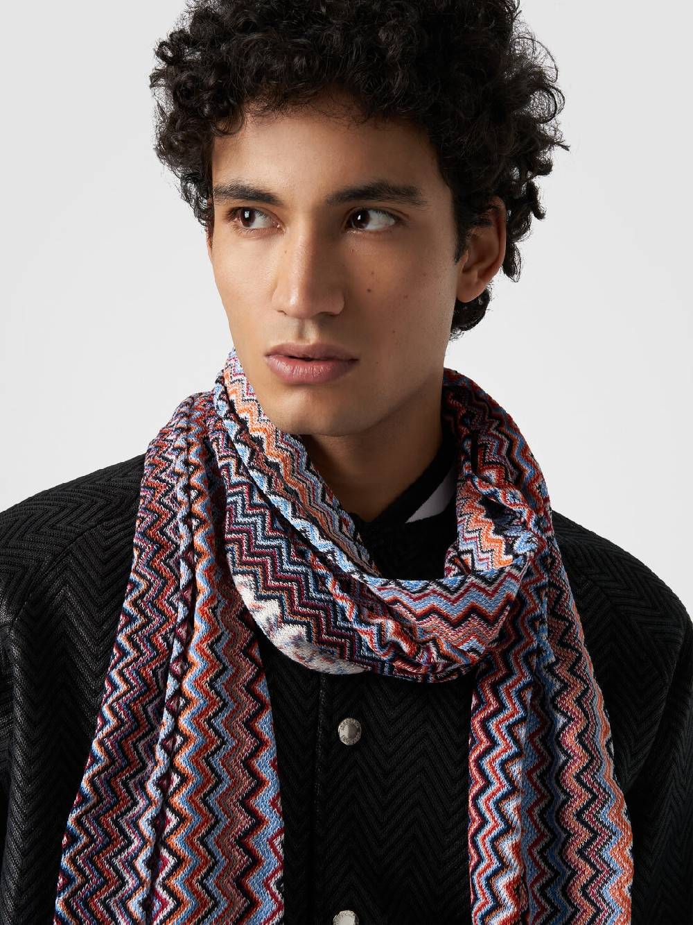 Missoni Sciarpa in cotone chevron con frange Vendita Calda