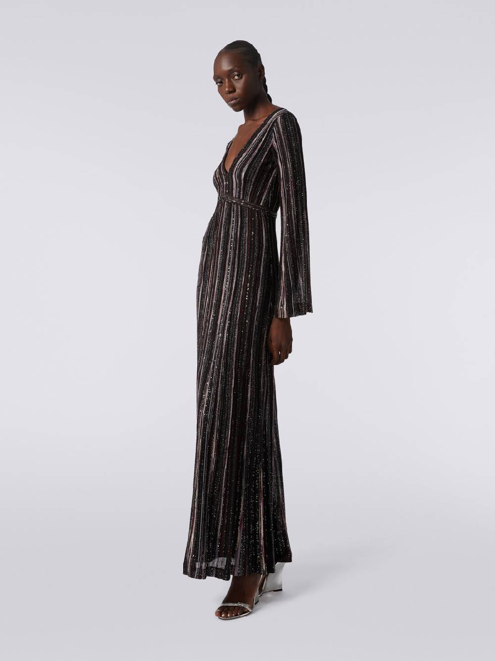 Missoni Abito lungo a righe verticali in misto viscosa con paillettes Spedizione gratuita
