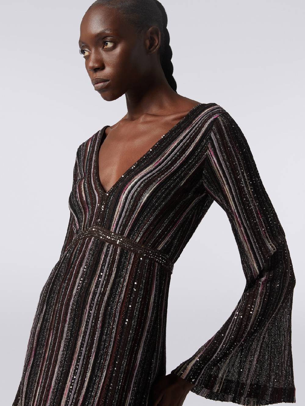 Missoni Abito lungo a righe verticali in misto viscosa con paillettes Spedizione gratuita