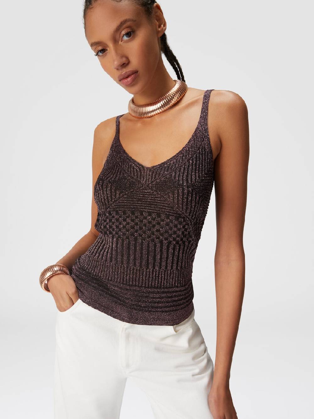Missoni Canottiera in viscosa multilavorazione lamé Offerta natalizia