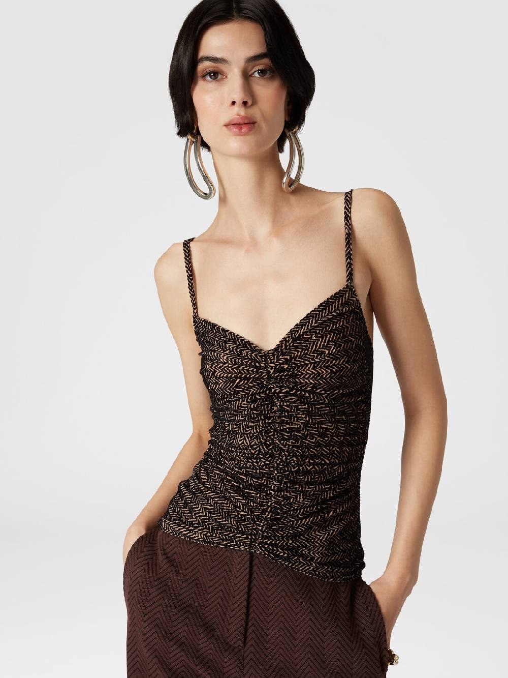 Missoni Canottiera in tulle zig zag con arricciatura Offerta San Valentino