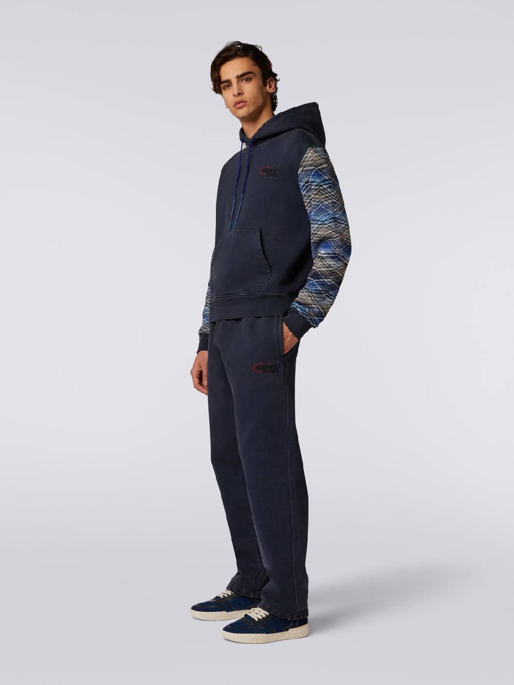 Missoni Felpa con cappuccio in cotone con inserti in maglia Smaltimento dello stoccaggio