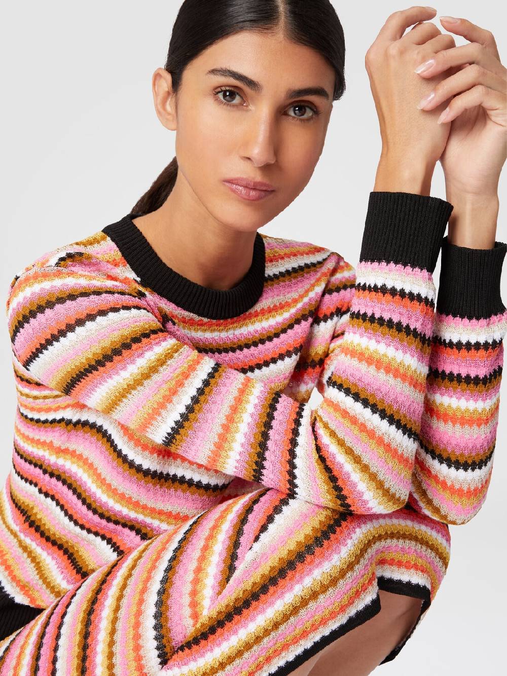 Missoni Pullover girocollo in lana e viscosa a righe Latest fashion