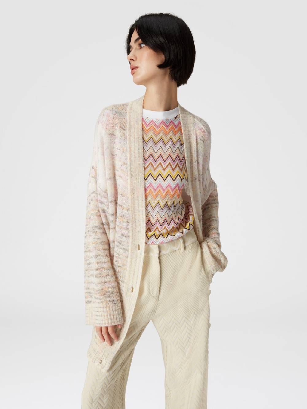 Missoni Pantaloni classici in cotone e viscosa zig zag Offerte esclusive