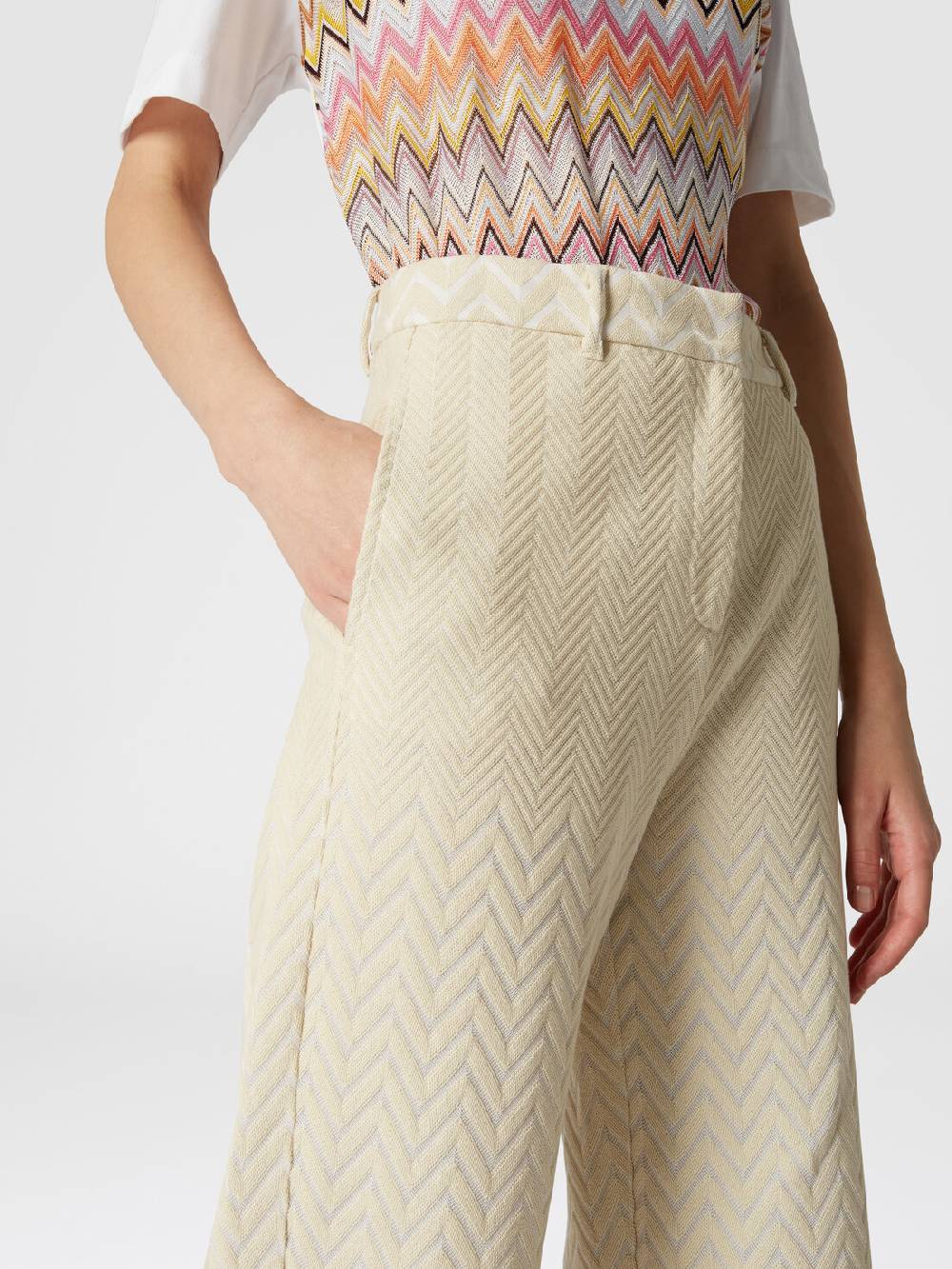 Missoni Pantaloni classici in cotone e viscosa zig zag Offerte esclusive