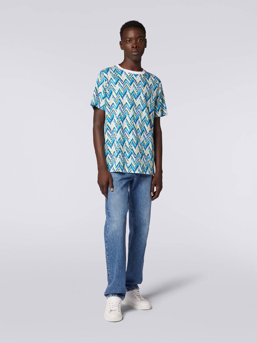 Missoni T-shirt girocollo in cotone con stampa zig zag Latest stili