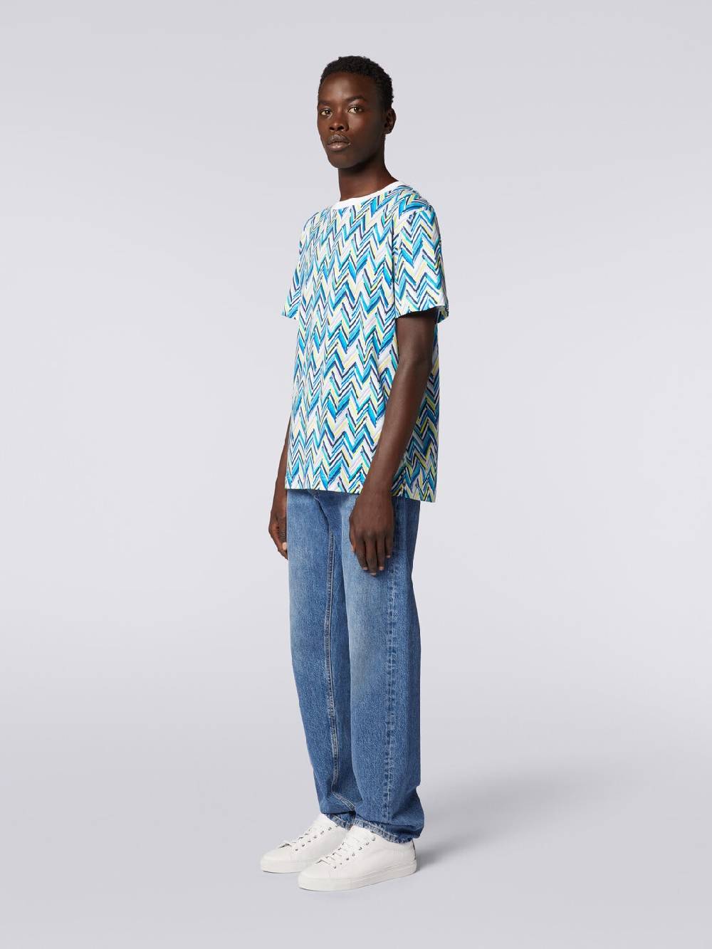 Missoni T-shirt girocollo in cotone con stampa zig zag Latest stili