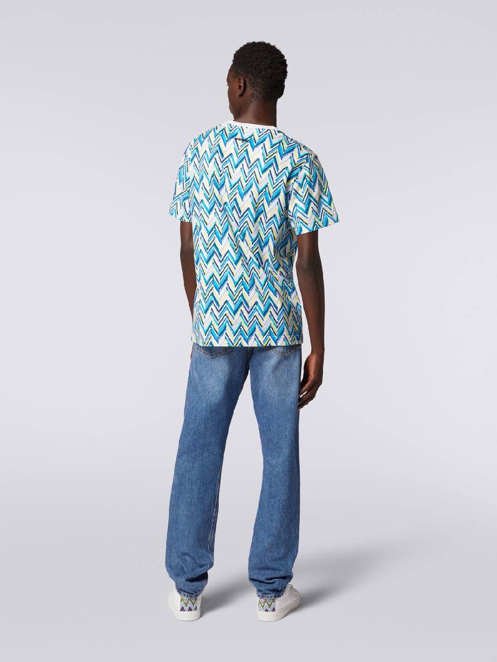 Missoni T-shirt girocollo in cotone con stampa zig zag Latest stili