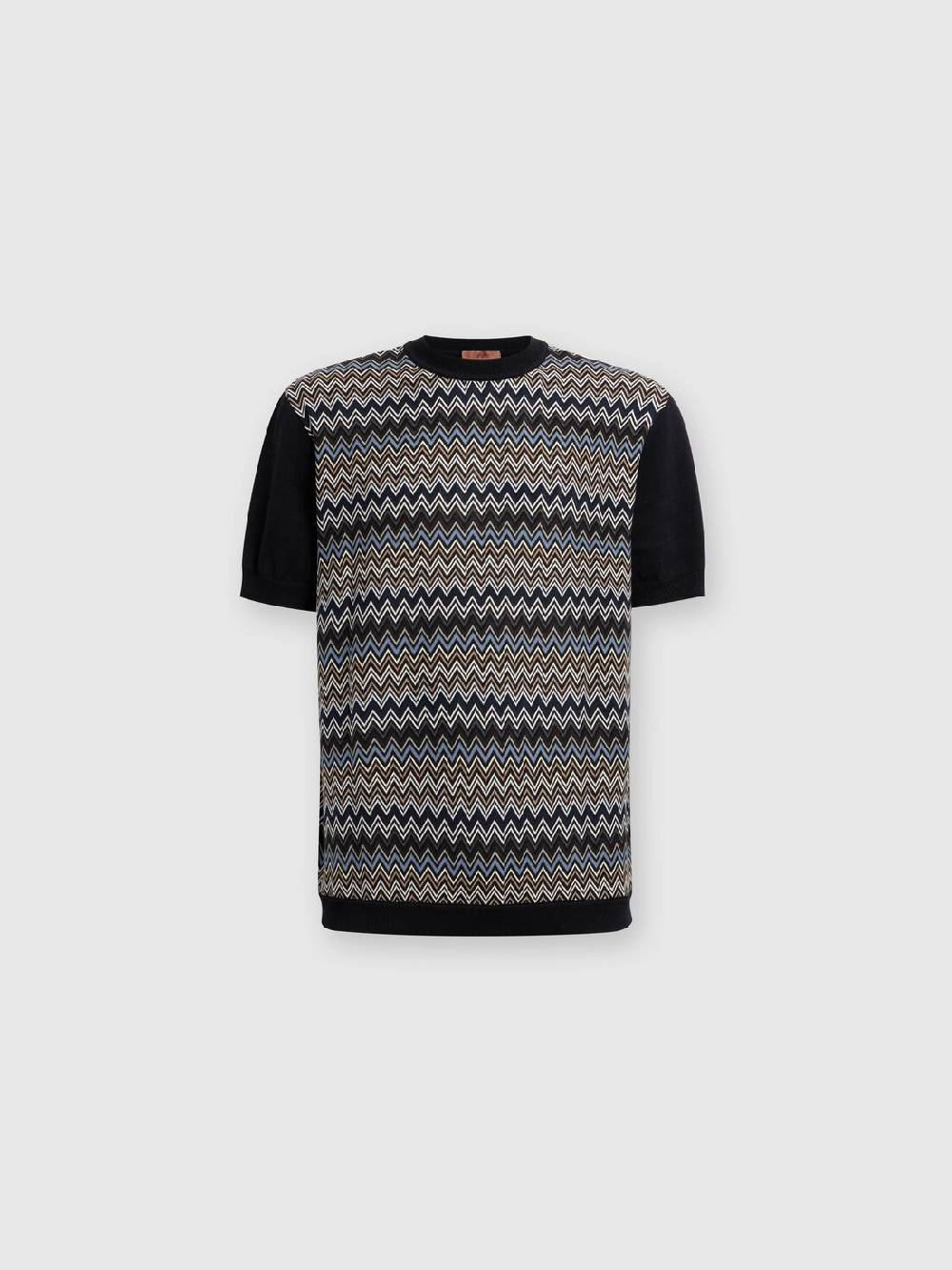 Missoni T-shirt in maglia di cotone zig zag con inserti tinta unita Ultimo giorno
