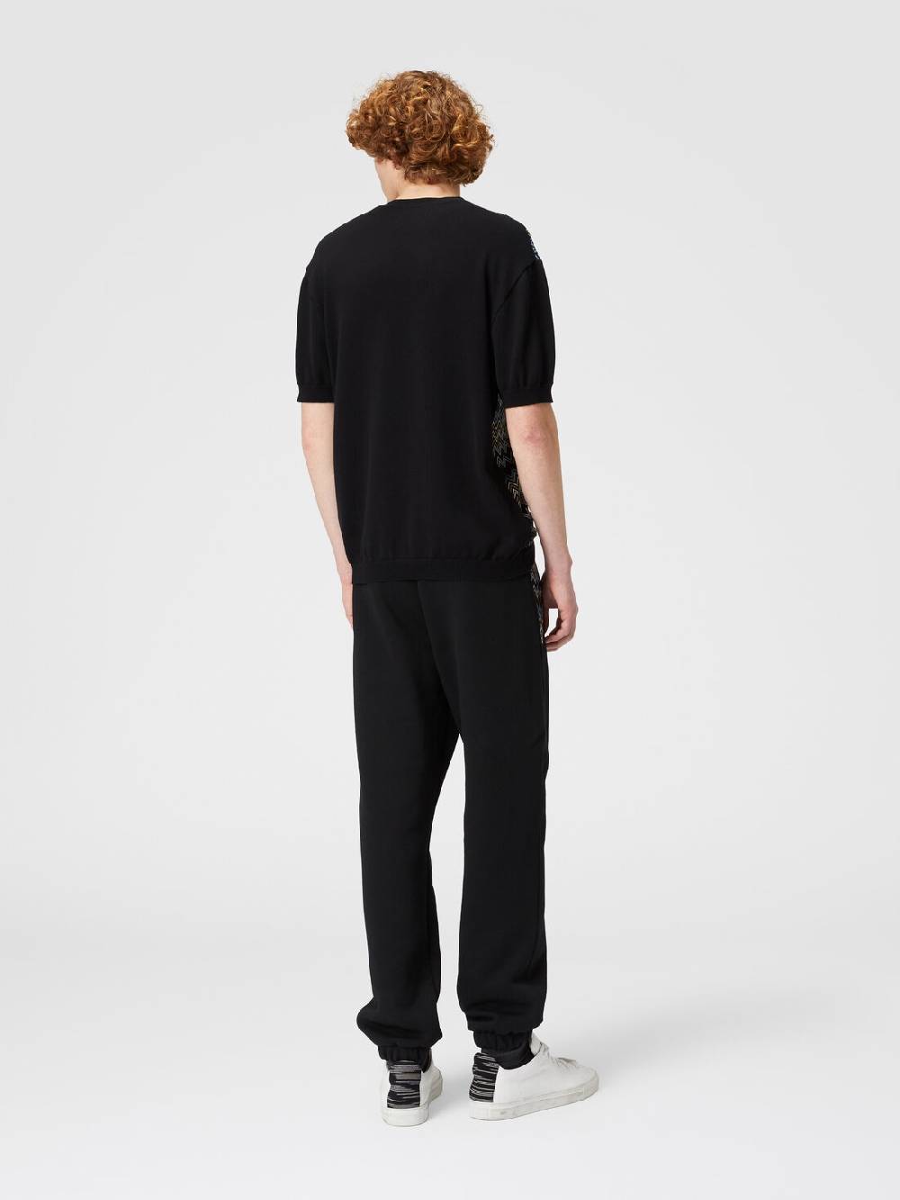 Missoni T-shirt in maglia di cotone zig zag con inserti tinta unita Ultimo giorno
