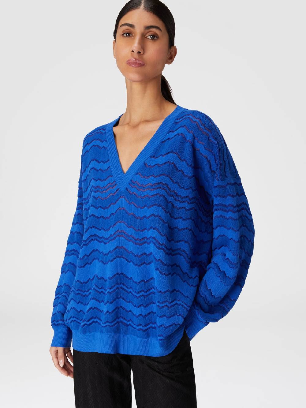 Missoni Pullover con scollatura a V e zig zag tono su tono Fino al 65% di sconto