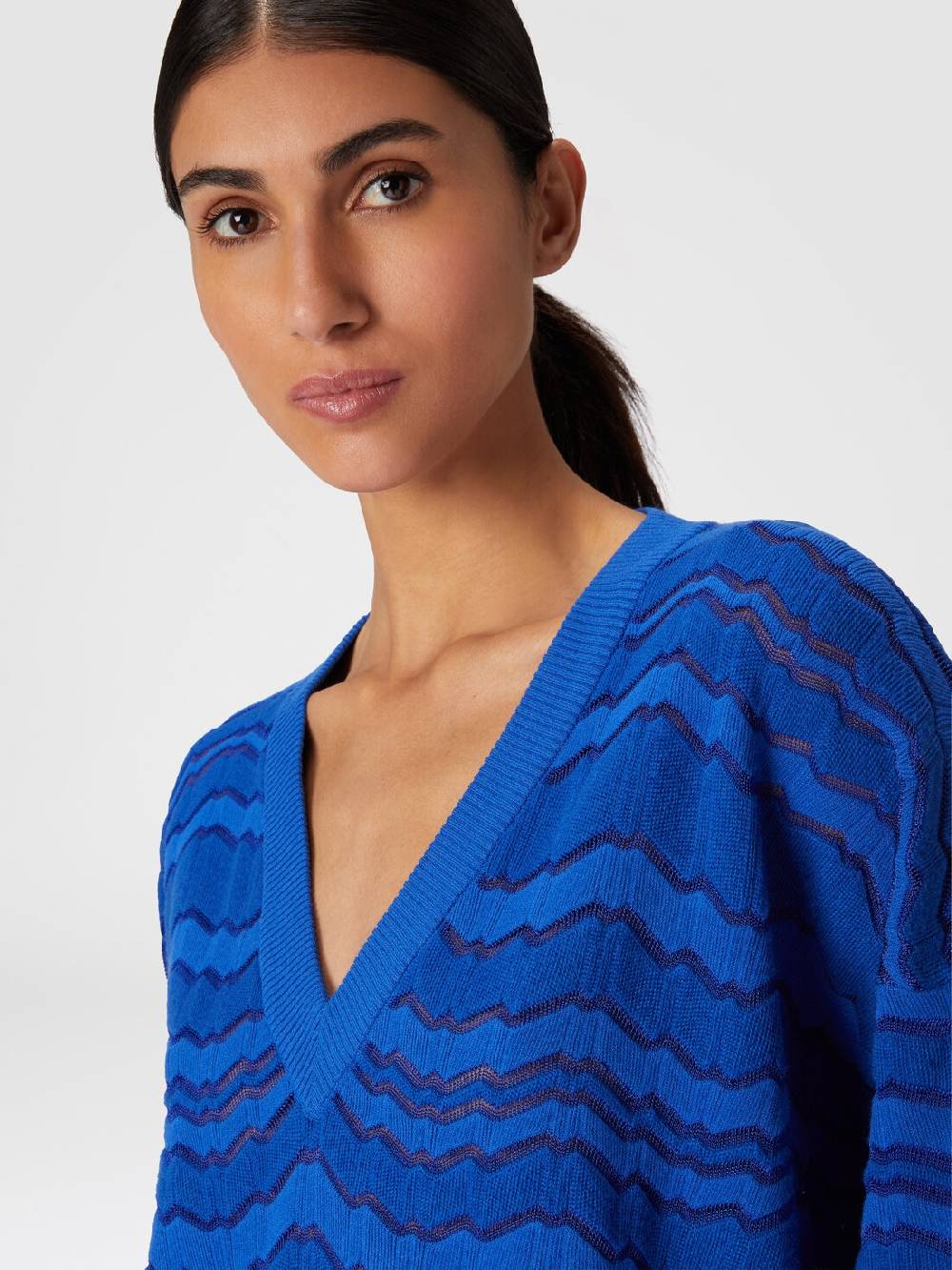 Missoni Pullover con scollatura a V e zig zag tono su tono Fino al 65% di sconto