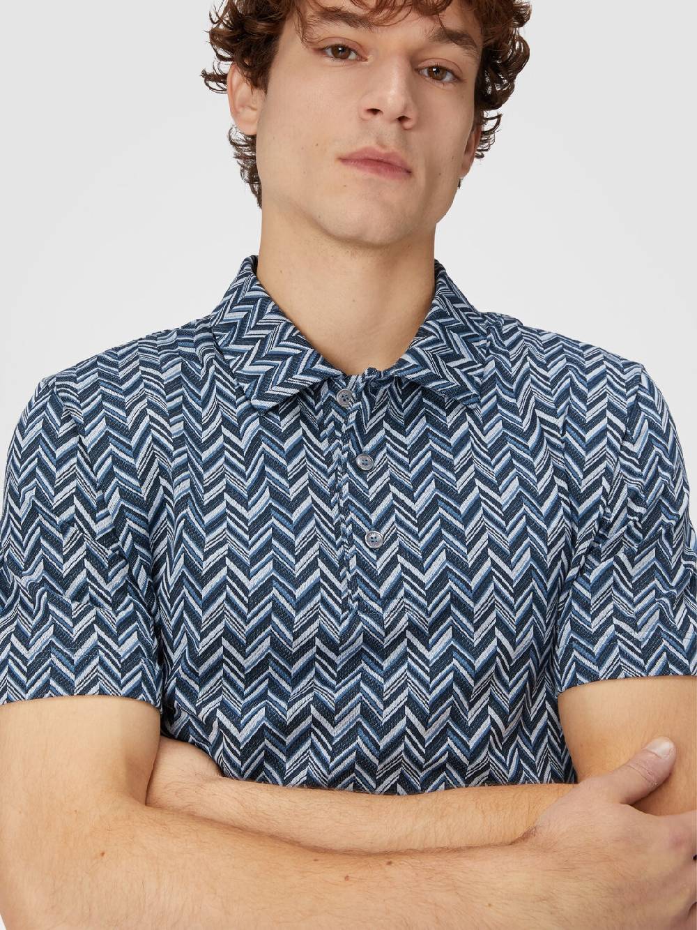 Missoni Polo in jersey di cotone jacquard zig zag Super sconto