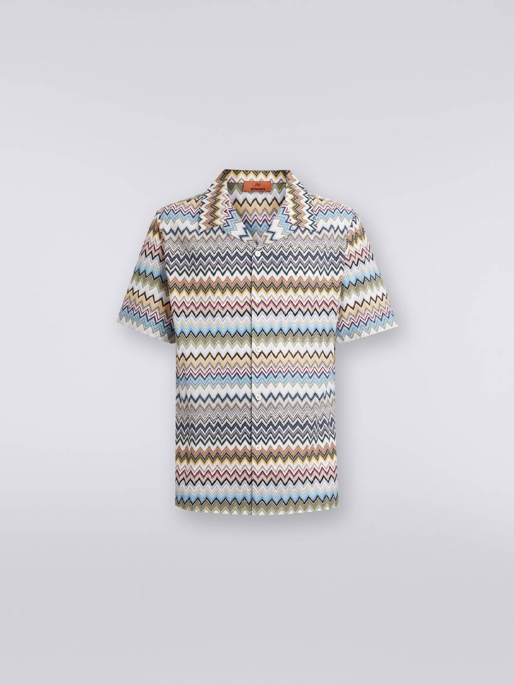Missoni Camicia a maniche corte modello bowling in cotone zig zag Enormi sconti