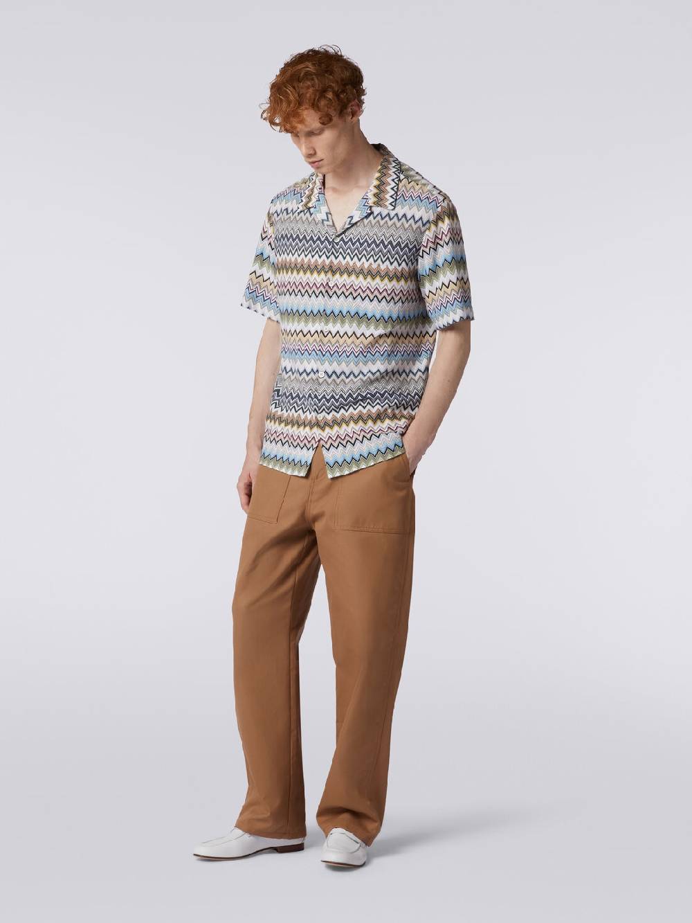 Missoni Camicia a maniche corte modello bowling in cotone zig zag Enormi sconti