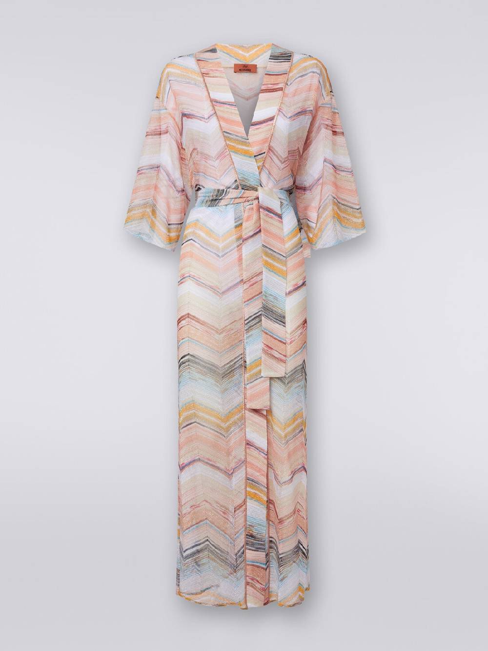 Missoni Copricostume lungo a vestaglia chevron con lurex Esporta salva