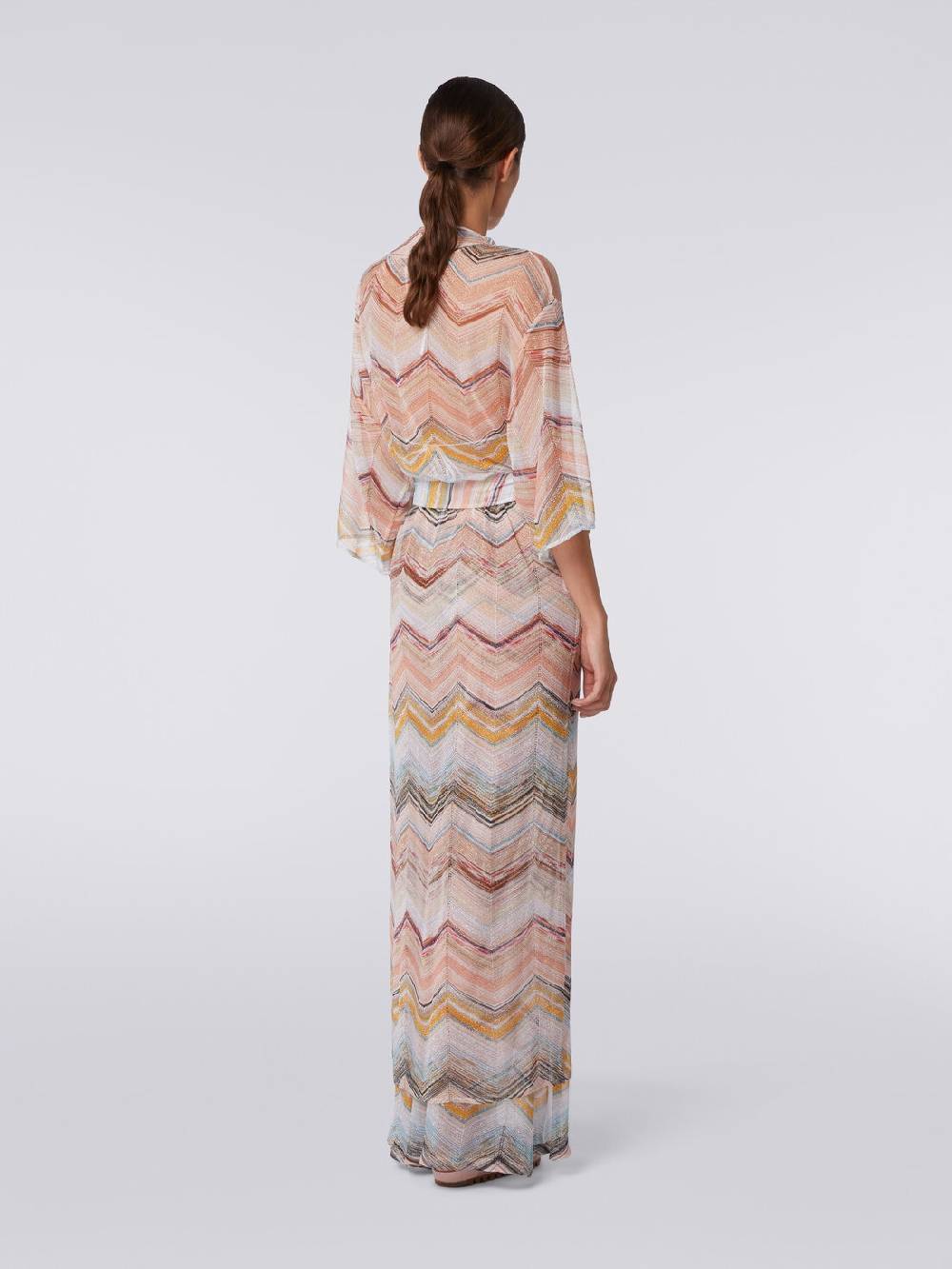 Missoni Copricostume lungo a vestaglia chevron con lurex Esporta salva