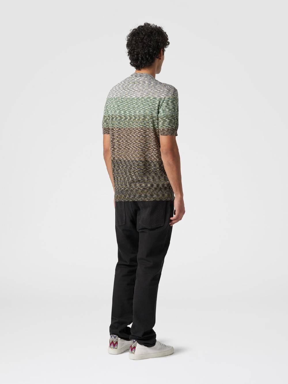 Missoni T-shirt girocollo in cotone fiammato dégradé In vendita