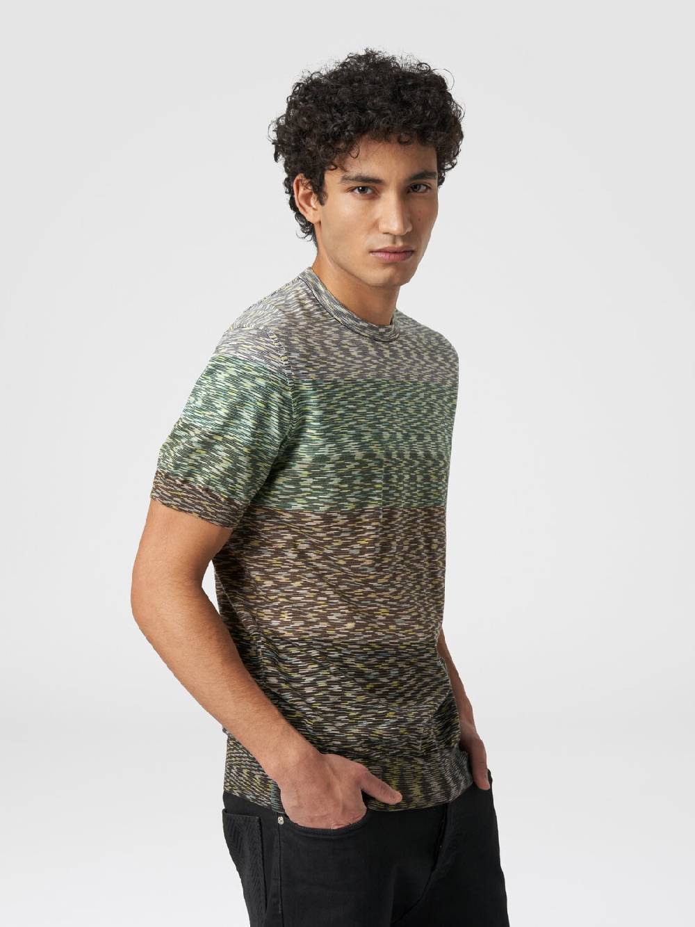 Missoni T-shirt girocollo in cotone fiammato dégradé In vendita
