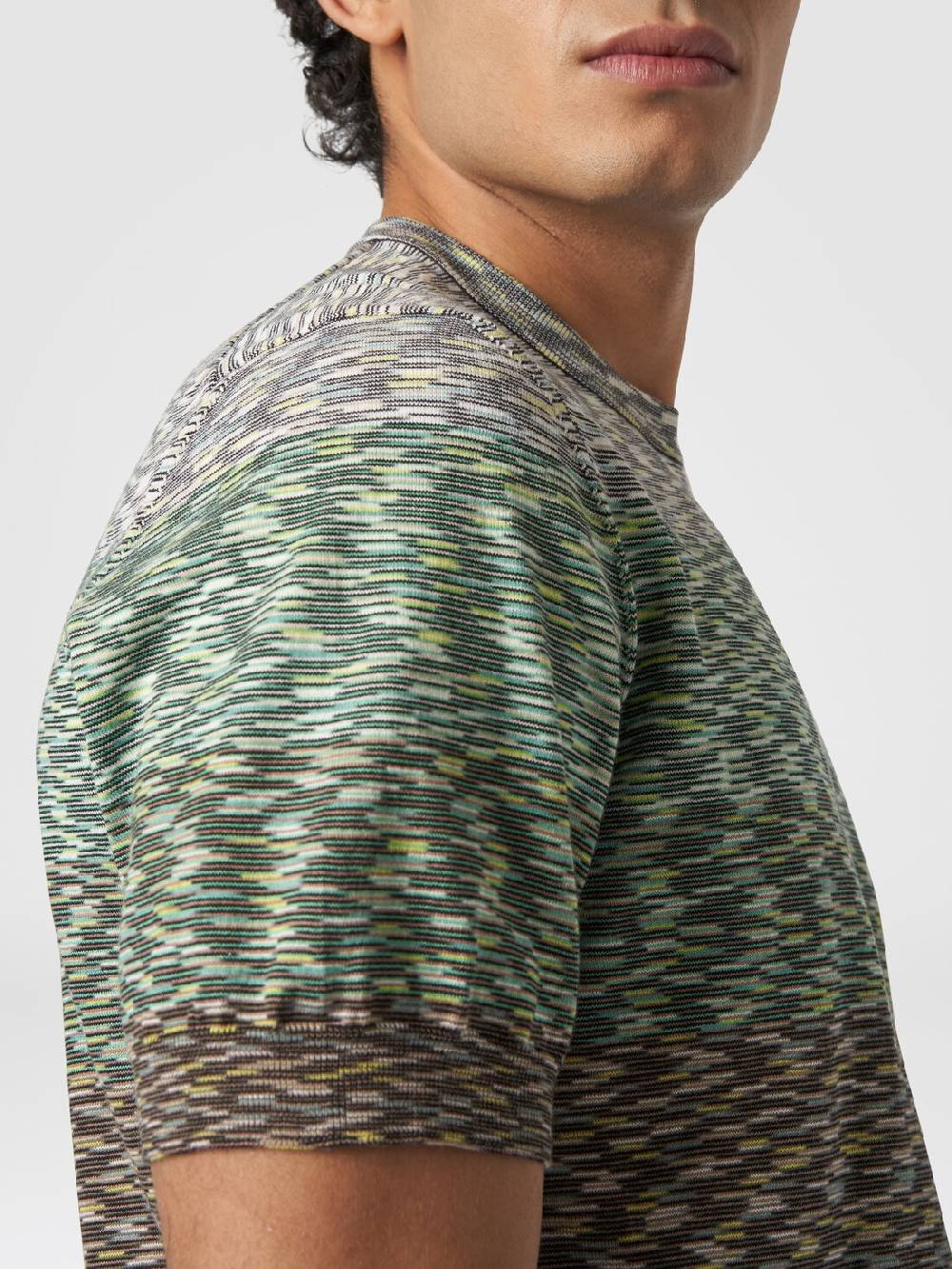 Missoni T-shirt girocollo in cotone fiammato dégradé In vendita