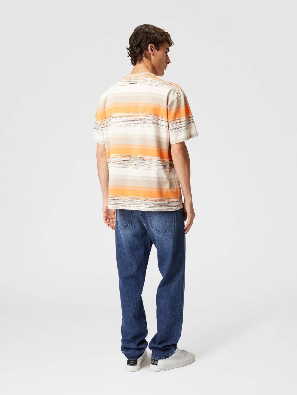 Missoni T-shirt in jersey di cotone a righe con logo Nuovo