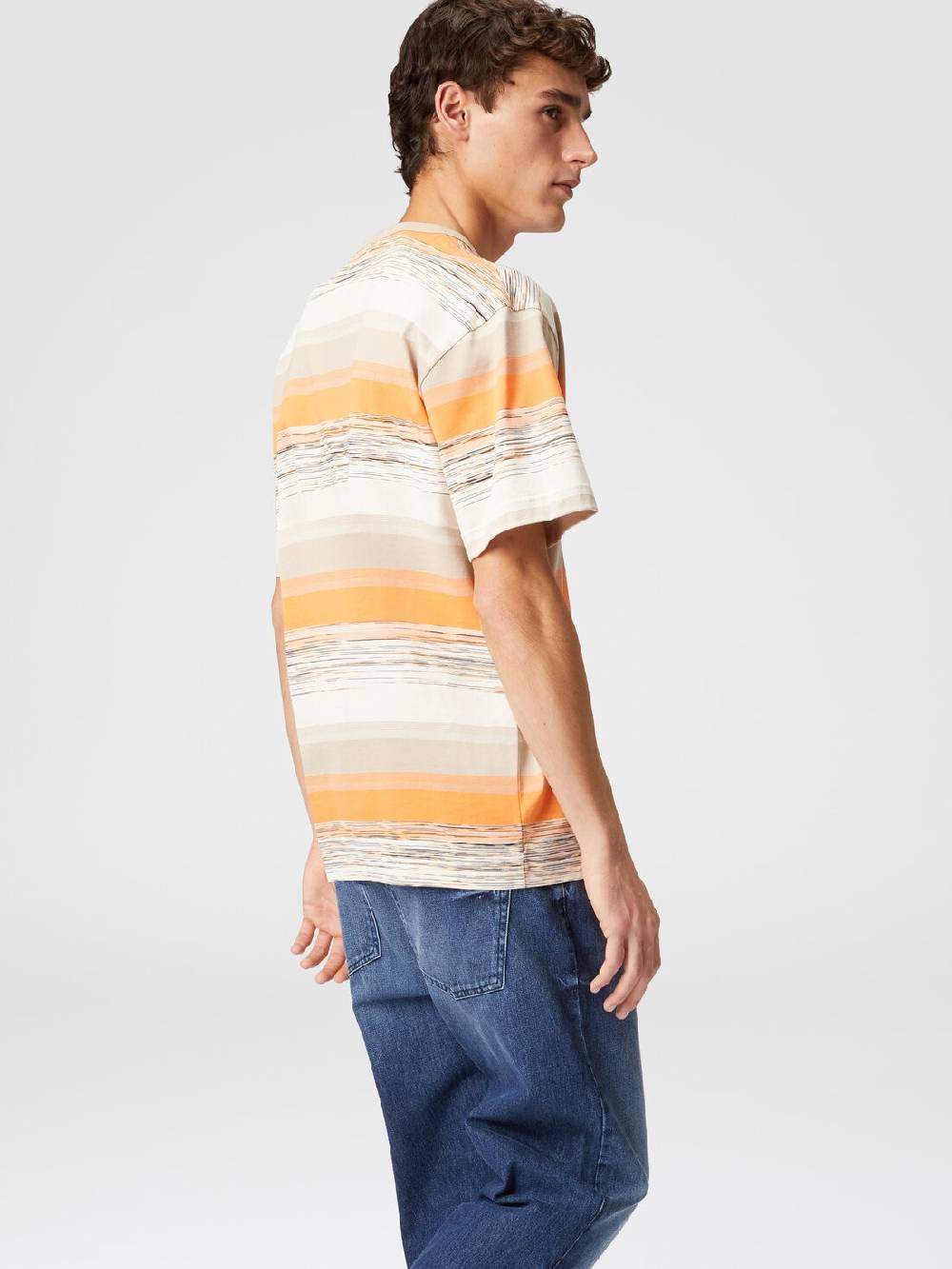 Missoni T-shirt in jersey di cotone a righe con logo Nuovo