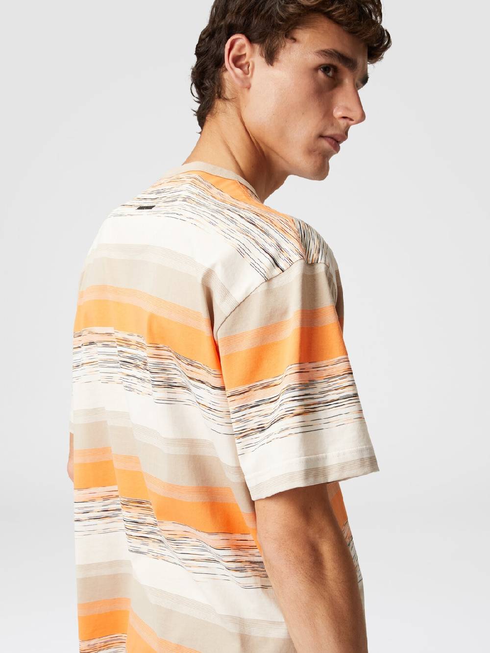 Missoni T-shirt in jersey di cotone a righe con logo Nuovo