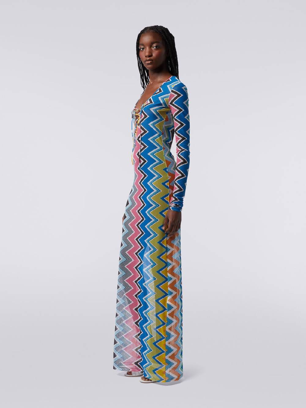 Missoni Abito copricostume lungo in tulle stampa zig zag Qualità