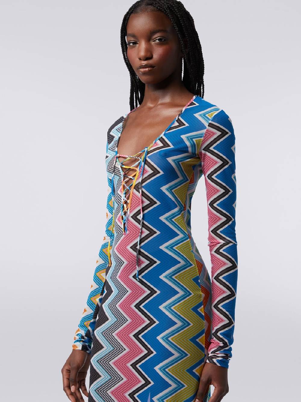 Missoni Abito copricostume lungo in tulle stampa zig zag Qualità