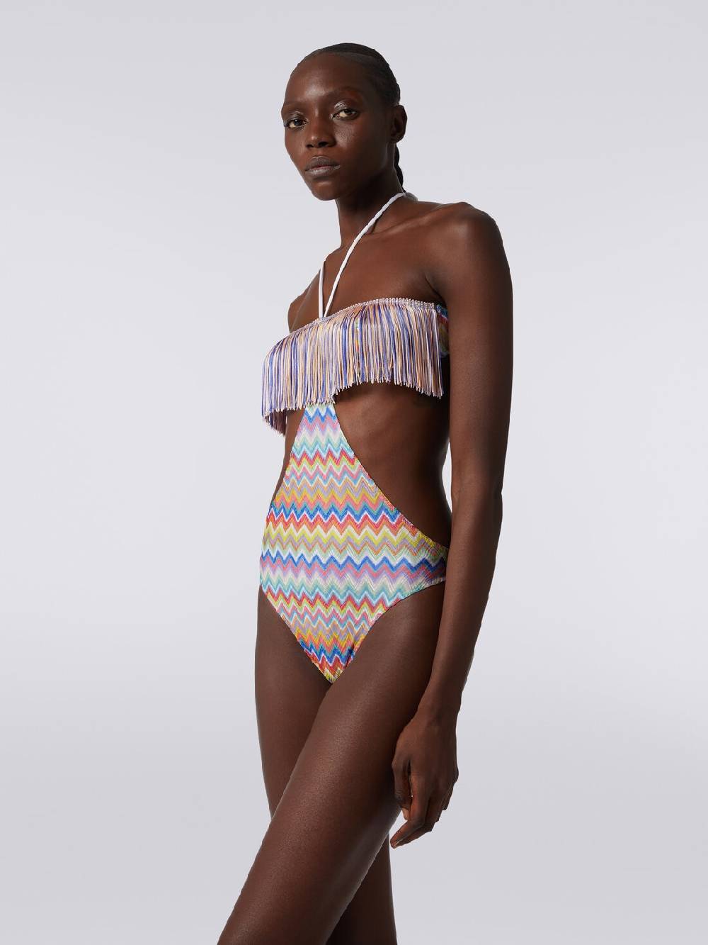 Missoni Costume intero con stampa zig zag e frange Vendita