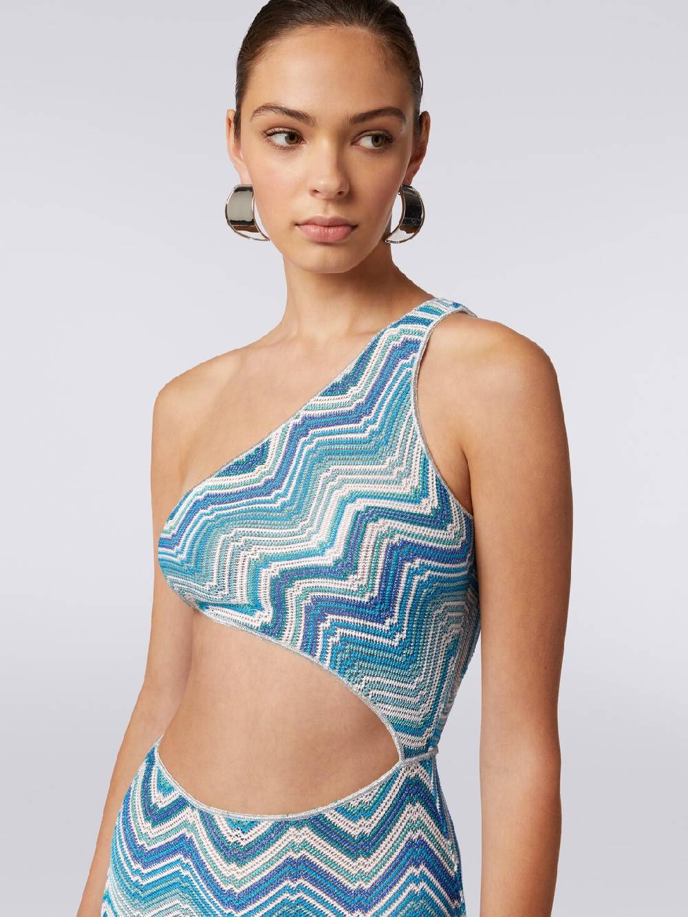 Missoni Copricostume lungo in crochet chevron con taglio cut out e lurex Promozione