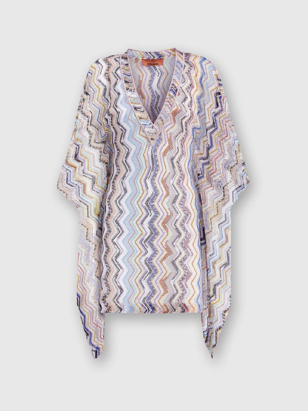 Missoni Caftano copricostume corto in crochet zig zag con lurex Soddisfazione Garantita