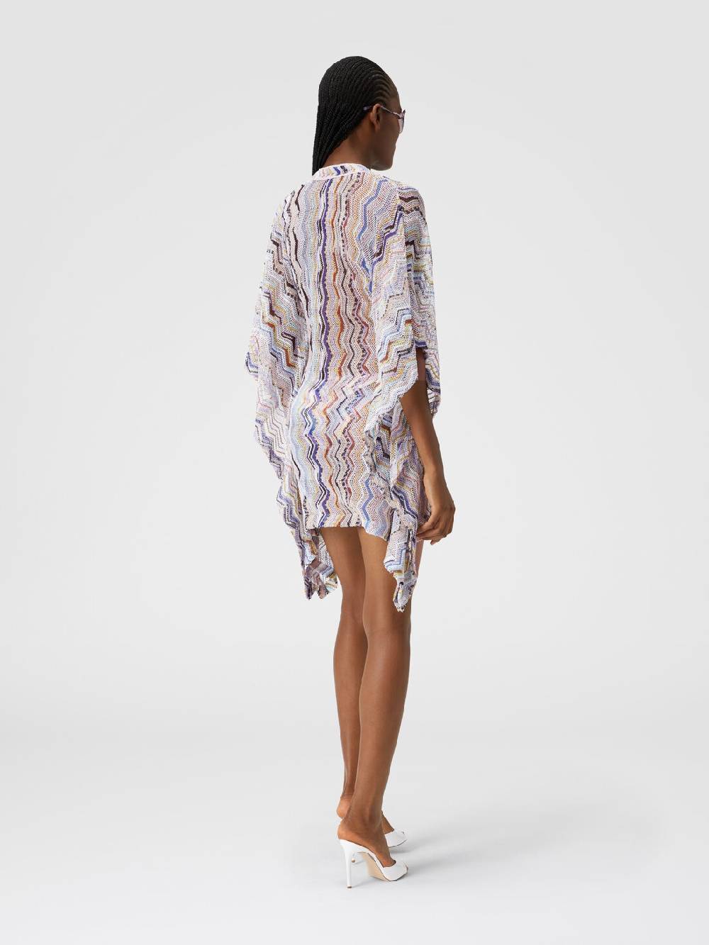 Missoni Caftano copricostume corto in crochet zig zag con lurex Soddisfazione Garantita