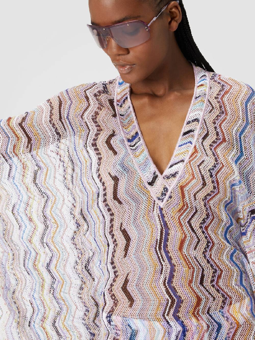 Missoni Caftano copricostume corto in crochet zig zag con lurex Soddisfazione Garantita