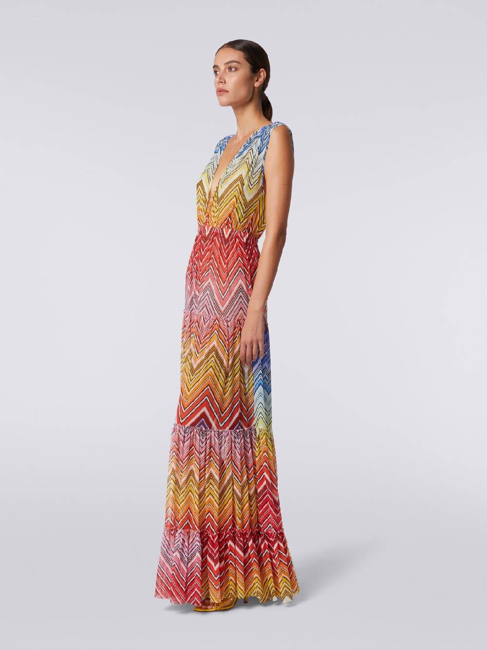 Missoni Abito copricostume lungo in tulle stampa zig zag Prezzo Ridotto