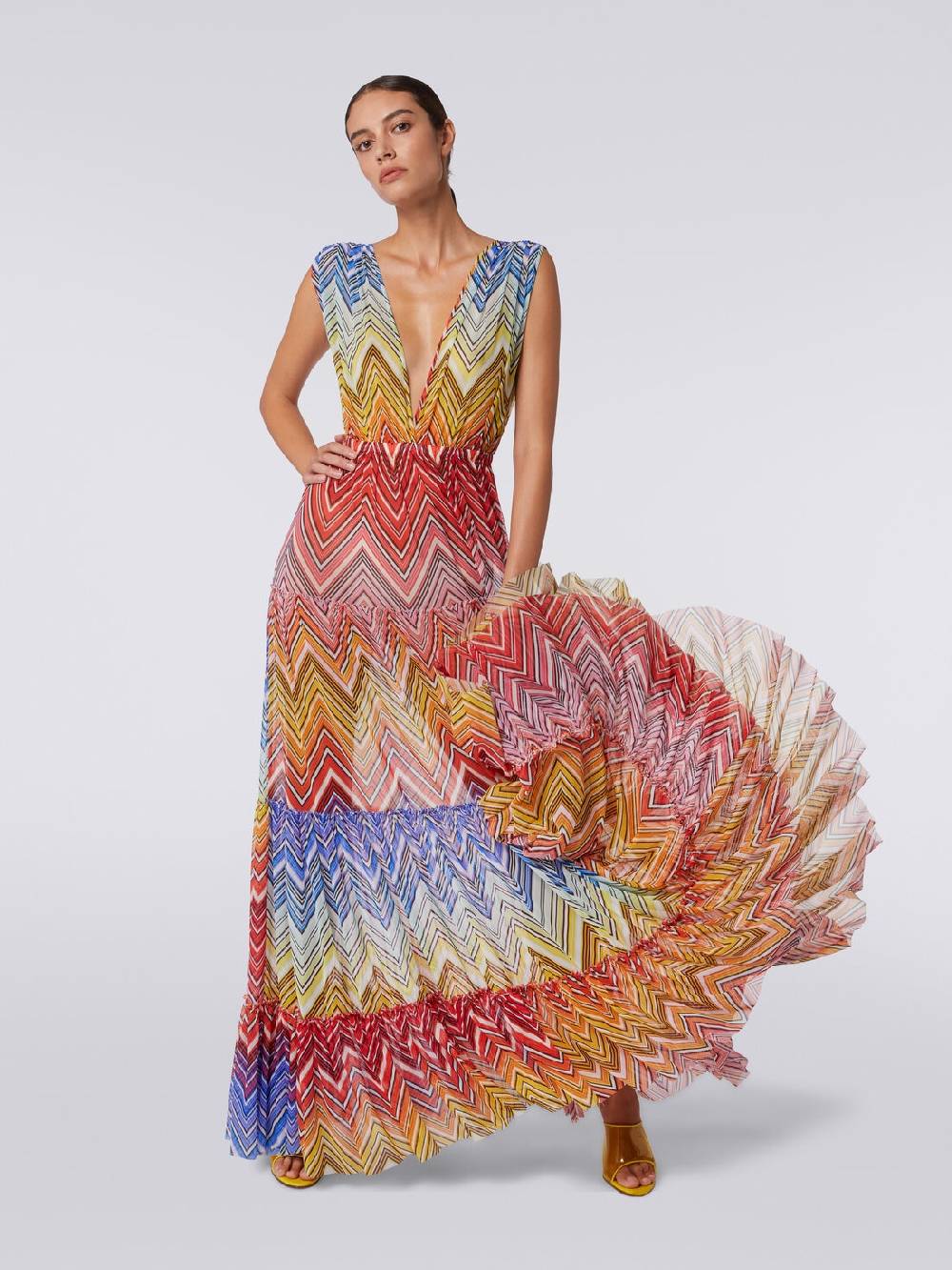Missoni Abito copricostume lungo in tulle stampa zig zag Prezzo Ridotto