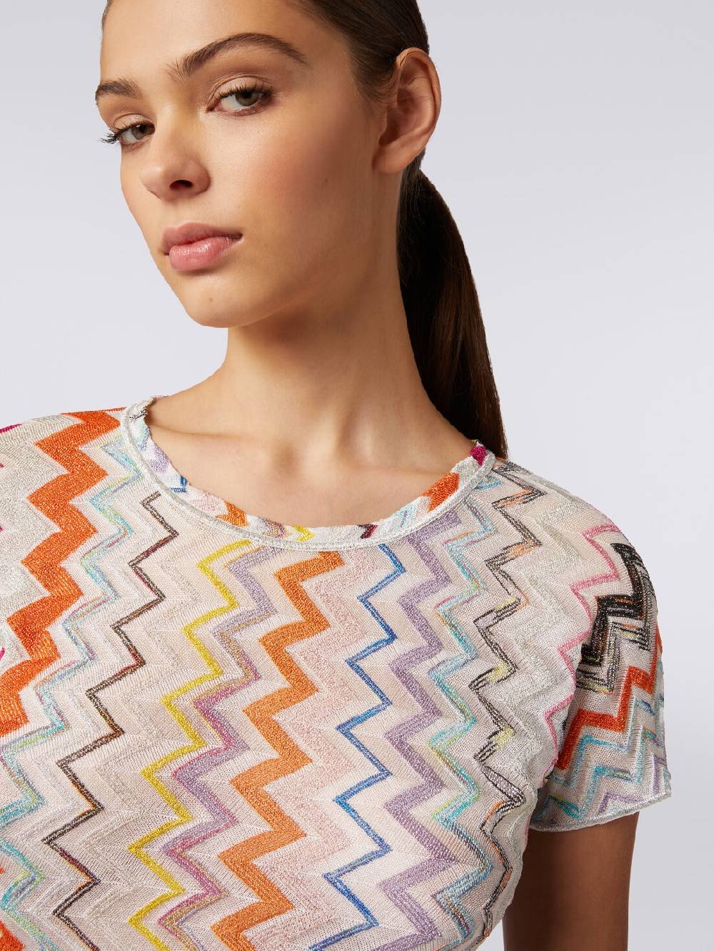 Missoni Crop top in misto viscosa chevron con lurex Presa