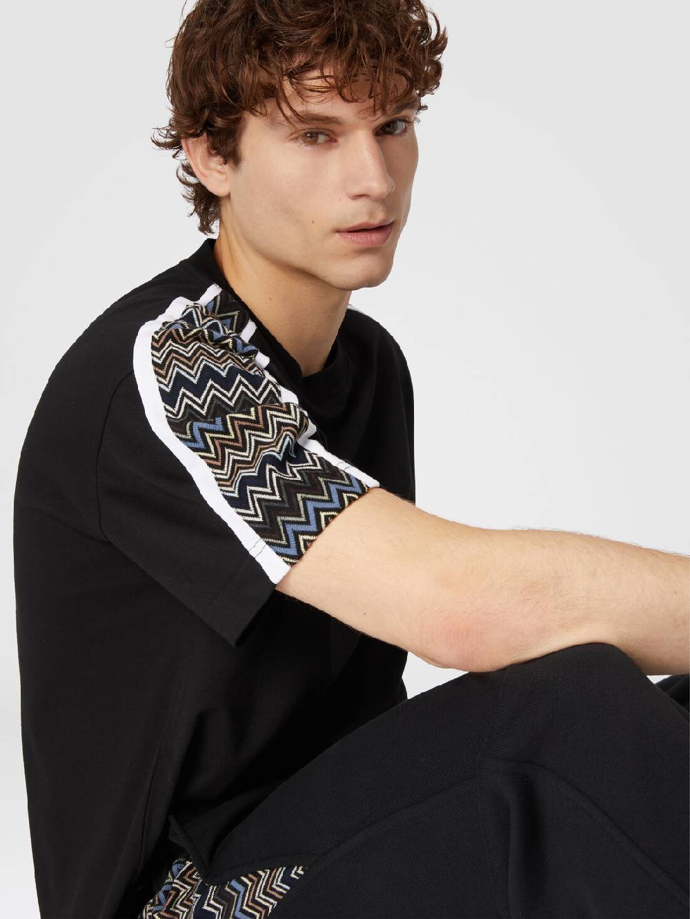 Missoni T-shirt in jersey di cotone con inserti zig zag Outlet