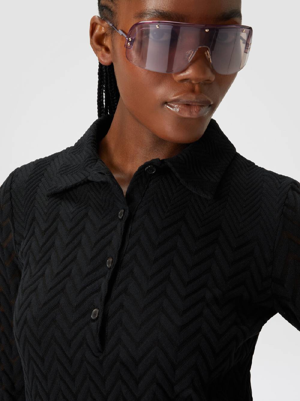 Missoni Mini-abito taglio polo in cotone e viscosa chevron Saldi