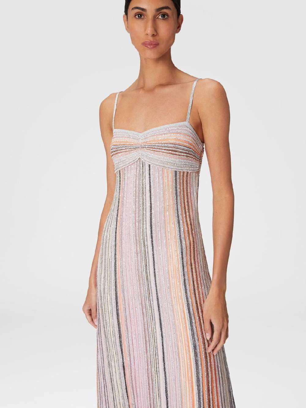 Missoni Abito lungo senza maniche in maglia plissée lamé Vendita Economica