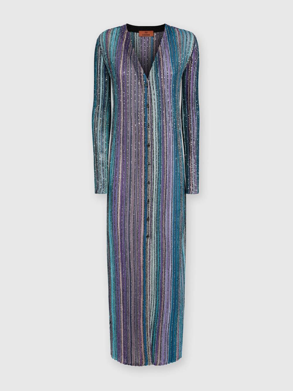 Missoni Cardigan lungo a costine parzializzate con paillettes In Saldo