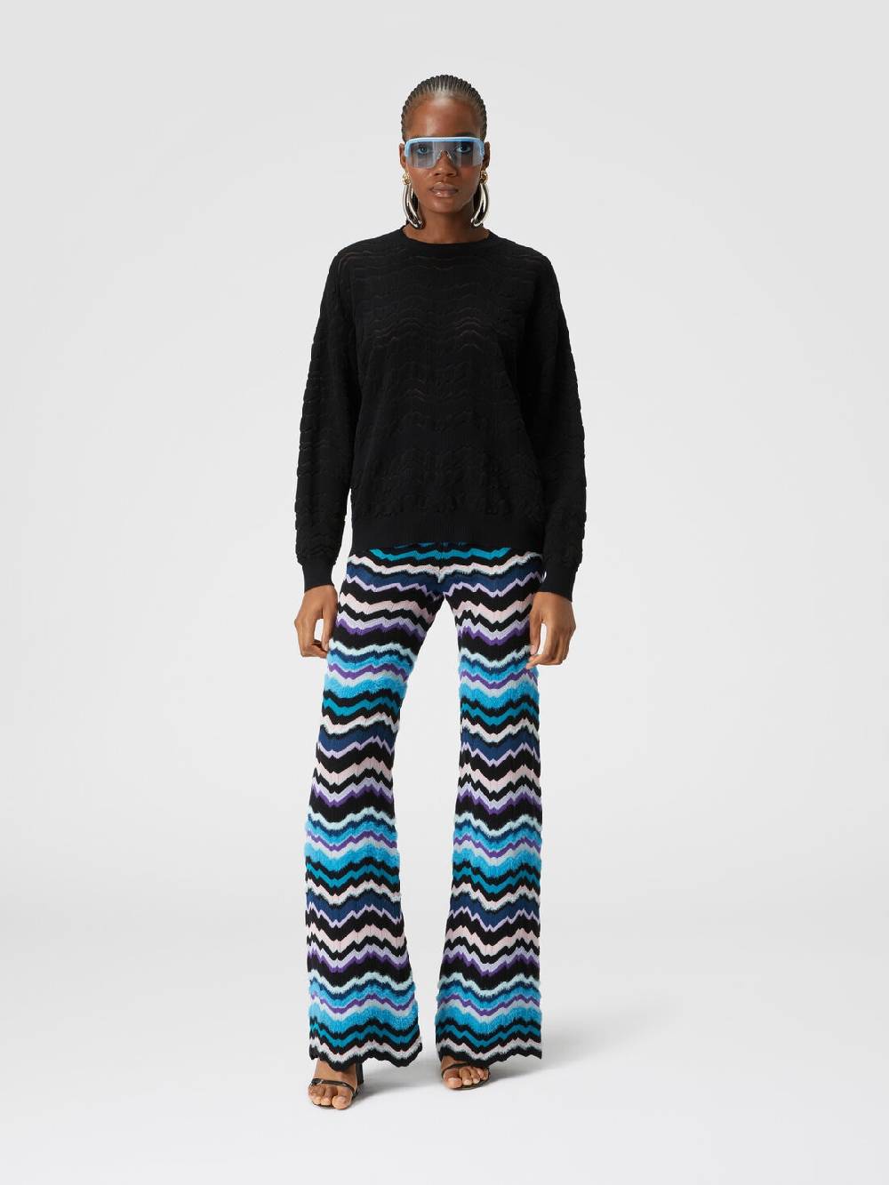 Missoni Pullover girocollo con zig zag tono su tono Nuova