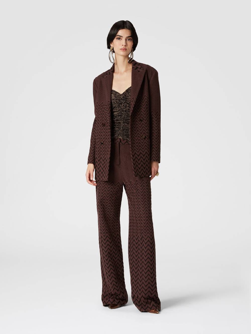Missoni Blazer doppipetto in cotone e viscosa zig zag Moda