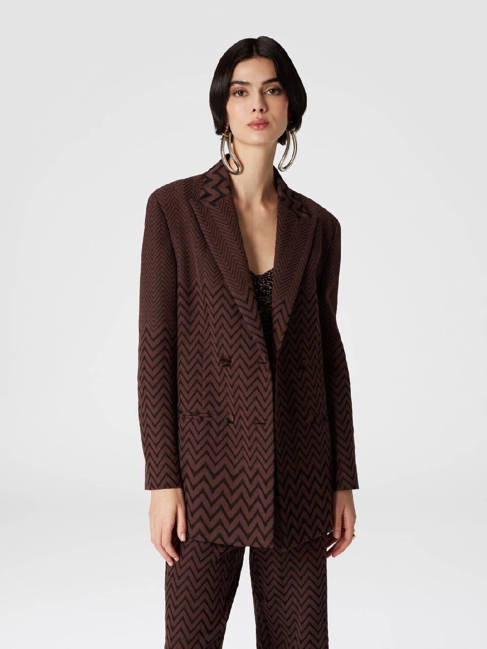 Missoni Blazer doppipetto in cotone e viscosa zig zag Moda