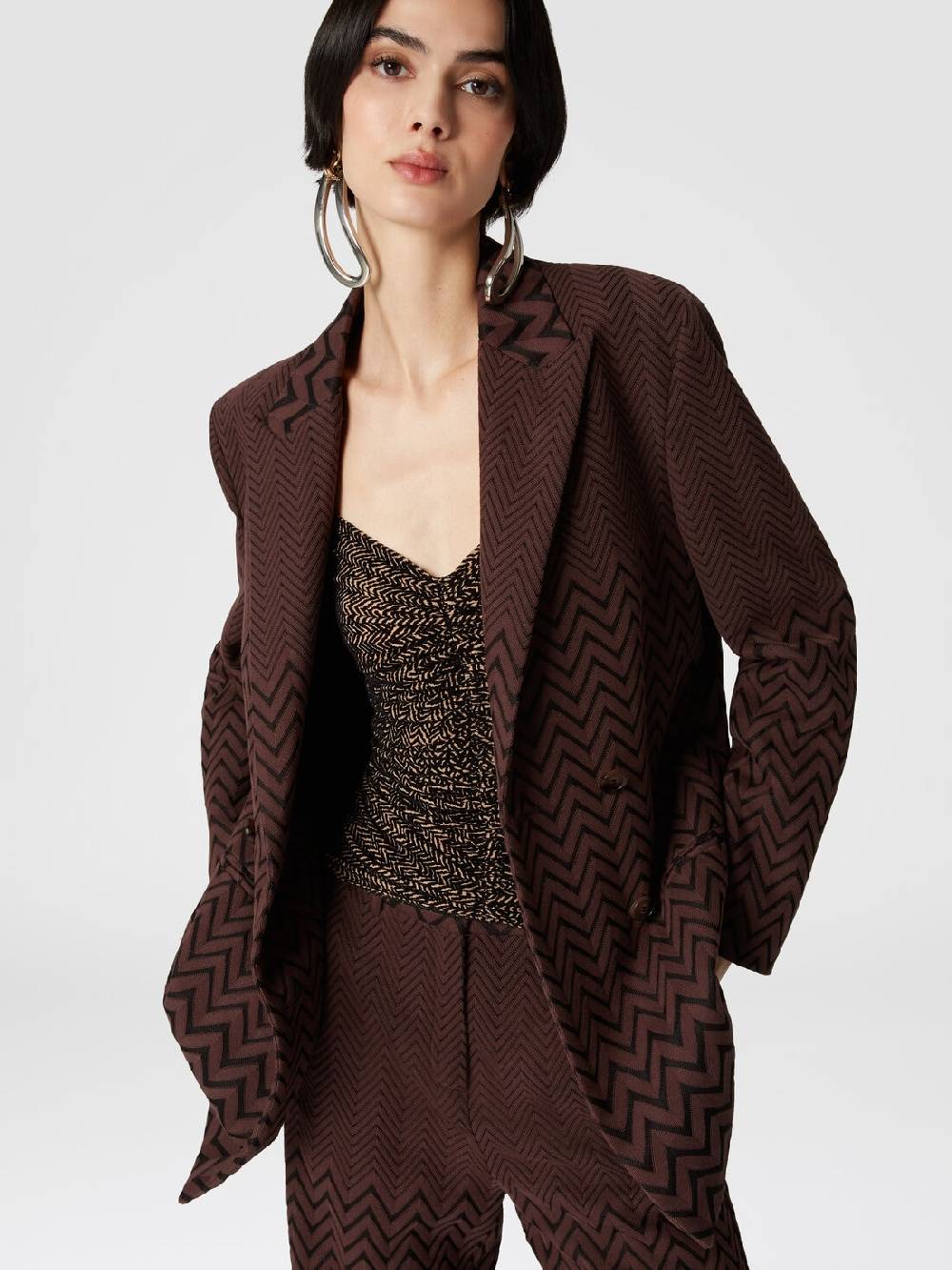 Missoni Blazer doppipetto in cotone e viscosa zig zag Moda